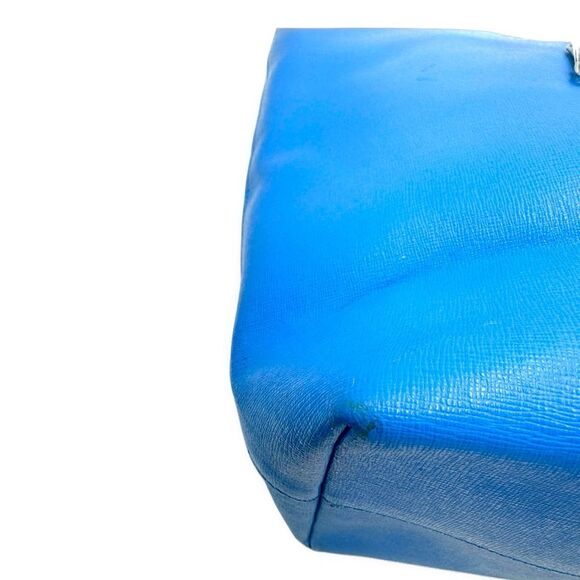 Auth Fendi Blue Leather Monster Bug Eyes Medium Shopper Tote - Picture 12 of 16